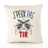 Housse de Coussin Premium tir Armes Version Blanc - Coton Canvas Fairtrade Beige Idée Cadeau Décoration Canapé
