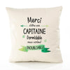 Housse de Coussin Premium Merci Capitaine Inoubliable Femme - Coton Canvas Fairtrade Beige Idée Cadeau Décoration Canapé