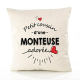 Housse de Coussin Premium Monteuse d'amour - Coton Canvas Fairtrade Beige Idée Cadeau Décoration Canapé 40x40