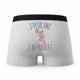 Caleçon Basketball - Humour Boxer Gris Idée Cadeau Passion