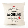 Housse de Coussin Premium Micheline d'amour - Coton Canvas Fairtrade Beige Idée Cadeau Décoration Canapé 40x40