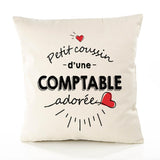 Housse de Coussin Premium Comptable d'amour - Coton Canvas Fairtrade Beige Idée Cadeau Décoration Canapé 40x40