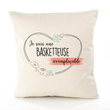Housse de Coussin Premium Basketteuse irremplaçable - Coton Canvas Fairtrade Beige Idée Cadeau Décoration Canapé