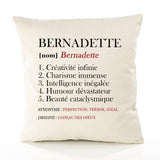 Housse de Coussin Premium Bernadette Définition - Coton Canvas Fairtrade Beige Idée Cadeau Décoration Canapé
