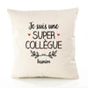 Housse de Coussin Premium Tasnîm Une Super Collègue - Coton Canvas Fairtrade Beige Idée Cadeau Décoration Canapé