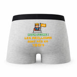 Caleçon Les Meilleurs sont Nés en - Humour Boxer Gris Idée Cadeau