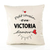 Housse de Coussin Premium Victoria d'amour - Coton Canvas Fairtrade Beige Idée Cadeau Décoration Canapé 40x40