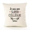 Housse de Coussin Premium Yveline Une Super Collègue - Coton Canvas Fairtrade Beige Idée Cadeau Décoration Canapé