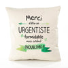 Housse de Coussin Premium Merci Urgentiste Inoubliable - Coton Canvas Fairtrade Beige Idée Cadeau Décoration Canapé