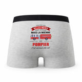 Caleçon Belles-Meres Pompier - Humour Boxer Gris Idée Cadeau Fête des Pères