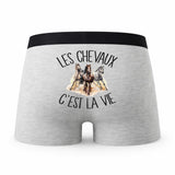 Caleçon Chevaux - Humour Boxer Gris Passion Idée Cadeau