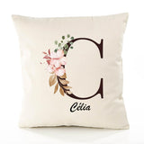 Housse de Coussin Premium Célia Lettre - Coton Canvas Fairtrade Beige Idée Cadeau Décoration Canapé