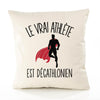 Housse de Coussin Premium décathlonien Version Blanc - Coton Canvas Fairtrade Beige Idée Cadeau Décoration Canapé