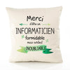 Housse de Coussin Premium Merci Informaticien Inoubliable - Coton Canvas Fairtrade Beige Idée Cadeau Décoration Canapé