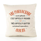 Housse de Coussin Premium Une Pharmacienne Aussi géniale - Coton Canvas Fairtrade Beige Idée Cadeau Décoration Canapé