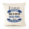 Housse de Coussin Premium Beau-Papa superhomme - Coton Canvas Fairtrade Beige Idée Cadeau Décoration Canapé