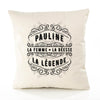 Housse de Coussin Premium Pauline Déesse légende Noire - Coton Canvas Fairtrade Beige Idée Cadeau Décoration Canapé