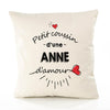 Housse de Coussin Premium Anne d'amour - Coton Canvas Fairtrade Beige Idée Cadeau Décoration Canapé 40x40