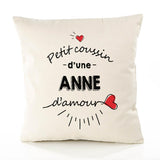 Housse de Coussin Premium Anne d'amour - Coton Canvas Fairtrade Beige Idée Cadeau Décoration Canapé 40x40