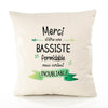 Housse de Coussin Premium Merci Bassiste Inoubliable Femme - Coton Canvas Fairtrade Beige Idée Cadeau Décoration Canapé