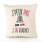 Housse de Coussin Premium Radio Version Blanc - Coton Canvas Fairtrade Beige Idée Cadeau Décoration Canapé