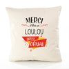 Housse de Coussin Premium Merci Loulou Génial - Coton Canvas Fairtrade Beige Idée Cadeau Décoration Canapé