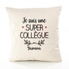 Housse de Coussin Premium Yasmina Une Super Collègue - Coton Canvas Fairtrade Beige Idée Cadeau Décoration Canapé