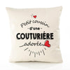 Housse de Coussin Premium Couturiere d'amour - Coton Canvas Fairtrade Beige Idée Cadeau Décoration Canapé 40x40
