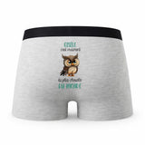 Caleçon Gisele la Plus Chouette - Humour Boxer Gris Idée Cadeau
