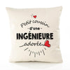 Housse de Coussin Premium Ingenieure d'amour - Coton Canvas Fairtrade Beige Idée Cadeau Décoration Canapé 40x40