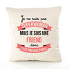 Housse de Coussin Premium Friend Superwomen - Coton Canvas Fairtrade Beige Idée Cadeau Décoration Canapé