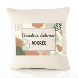 Housse de Coussin Femme Décoratrice d'intérieur Adorée Design Graphique déco Salon canapé Chambre Cadeau Femme Anniversaire noël Coussin décoratif Motif Floral