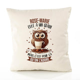 Housse de Coussin Premium Rose-Marie Chouette Grain - Coton Canvas Fairtrade Beige Idée Cadeau Décoration Canapé