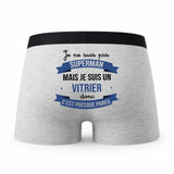 Caleçon Je ne suis Pas Super-héros mais Je suis Vitrier - Humour Boxer Gris Cadeau