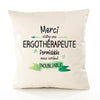 Housse de Coussin Premium Merci Ergothérapeute Inoubliable Femme - Coton Canvas Fairtrade Beige Idée Cadeau Décoration Canapé