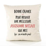 Housse de Coussin Premium Assistante Sociale ça n'existe Pas - Coton Canvas Fairtrade Beige Idée Cadeau Décoration Canapé