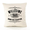 Housse de Coussin Premium 1989 Millésime Grand cru - Coton Canvas Fairtrade Beige Idée Cadeau Décoration Canapé