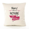 Housse de Coussin Premium Merci Notaire Géniale - Coton Canvas Fairtrade Beige Idée Cadeau Décoration Canapé