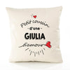 Housse de Coussin Premium Giulia d'amour - Coton Canvas Fairtrade Beige Idée Cadeau Décoration Canapé 40x40