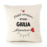 Housse de Coussin Premium Giulia d'amour - Coton Canvas Fairtrade Beige Idée Cadeau Décoration Canapé 40x40