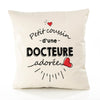 Housse de Coussin Premium Docteure d'amour - Coton Canvas Fairtrade Beige Idée Cadeau Décoration Canapé 40x40