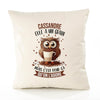 Housse de Coussin Premium Cassandre Chouette Grain - Coton Canvas Fairtrade Beige Idée Cadeau Décoration Canapé
