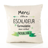 Housse de Coussin Premium Merci Escaladeur Inoubliable - Coton Canvas Fairtrade Beige Idée Cadeau Décoration Canapé