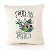 Housse de Coussin Premium Paresseux Version Blanc - Coton Canvas Fairtrade Beige Idée Cadeau Décoration Canapé