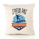 Housse de Coussin Premium Wakeboard Version Blanc - Coton Canvas Fairtrade Beige Idée Cadeau Décoration Canapé