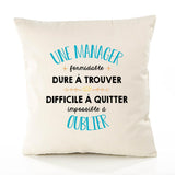 Housse de Coussin Premium Une Manager Impossible à Oublier - Coton Canvas Fairtrade Beige Idée Cadeau Décoration Canapé