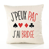 Housse de Coussin Premium Bridge Version Blanc - Coton Canvas Fairtrade Beige Idée Cadeau Décoration Canapé