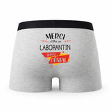 Caleçon Merci Laborantin Génial - Humour Boxer Gris Idée Cadeau
