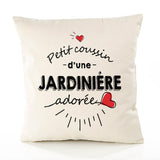 Housse de Coussin Premium Jardiniere d'amour - Coton Canvas Fairtrade Beige Idée Cadeau Décoration Canapé 40x40