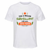 Maillot de Sport Homme Meilleur Surveillant Super Pouvoir Cadeau Anniversaire Noël Fête des Pères T-Shirt Respirant Polyester